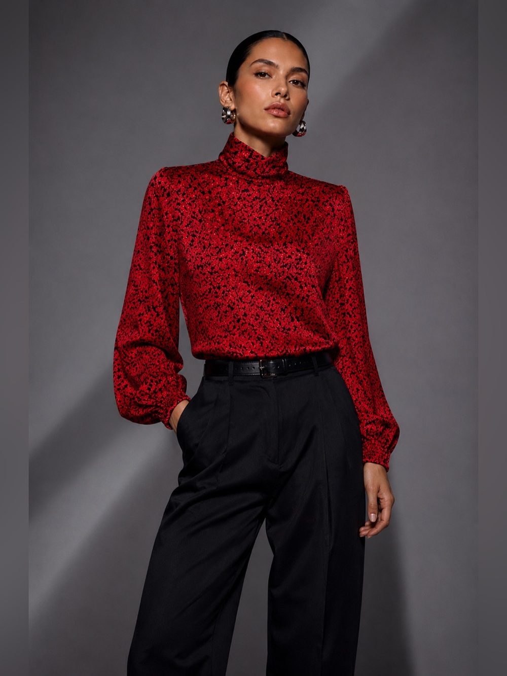 Vintage Personal Petites Speckled Turtleneck Blouse 10P Shiny 80s/90